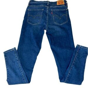 Levis 720 High Rise Darkwash Skinny Jeans waist 27” length 30”
